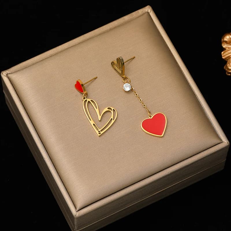 Kirsebær zirkonia studs øreringe, vandtæt rustfrit stål
