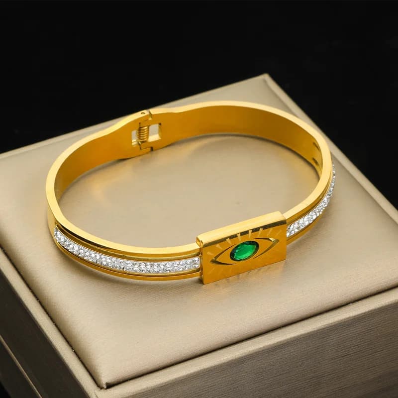 316L rustfrit stål guldfarvet justerbart armbånd med drejet design