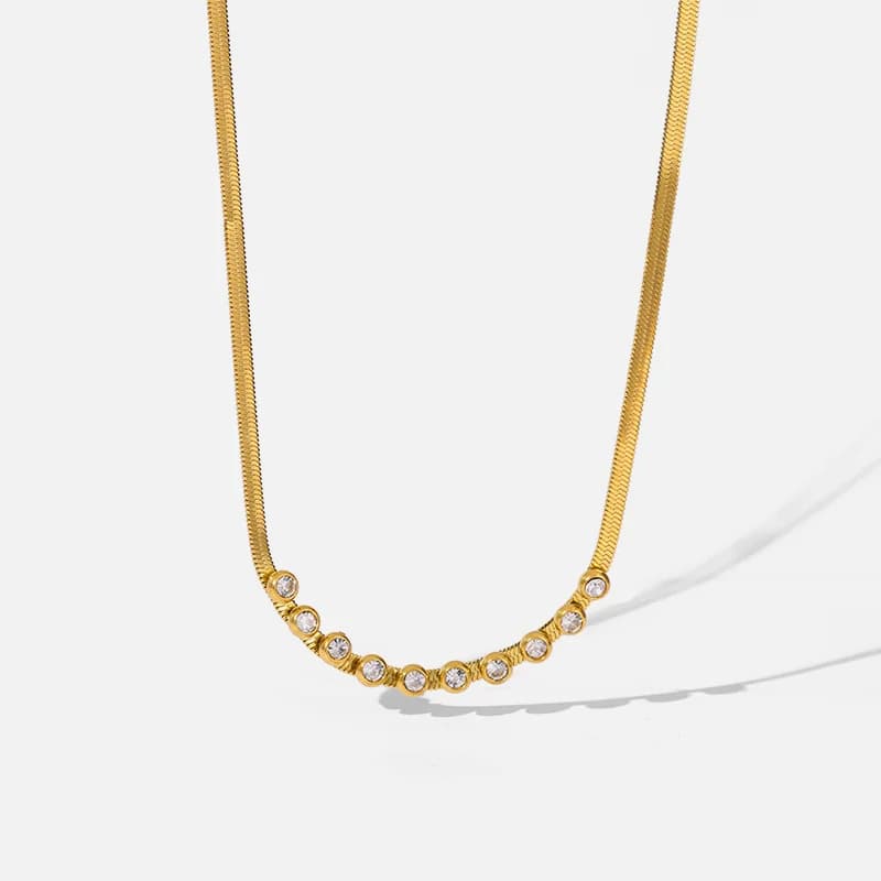 Gylden farvet zirkon kæde choker halskæde