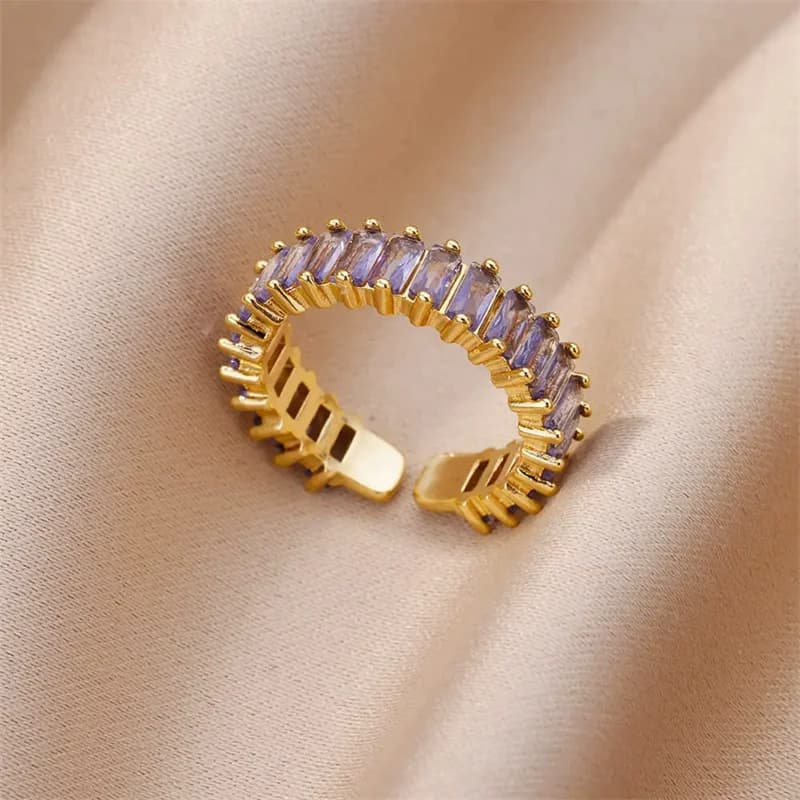 316L rustfrit stål justerbar ring med cubic zirkonia
