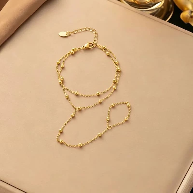 Tekstureret metalperlekæde armbånd