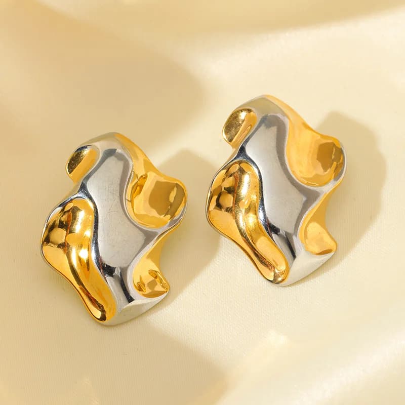 Geometriske C-formede zirkonia studs øreringe