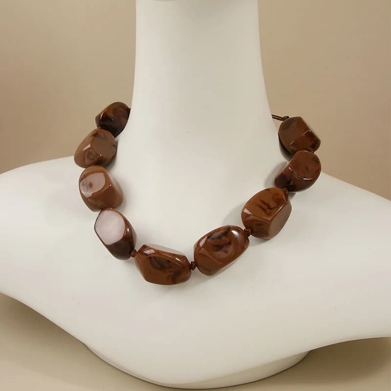Brun harpiks boheme choker halskæde