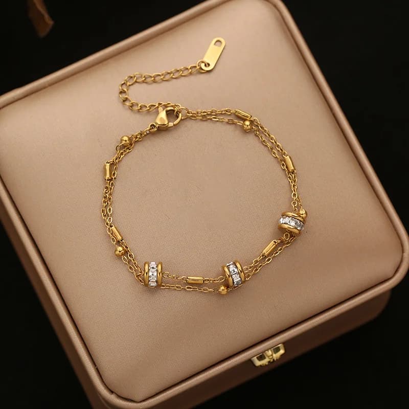 Guld perle kæde armbånd