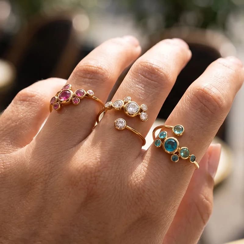 Farverig Justerbar Cubic Zirconia Ring