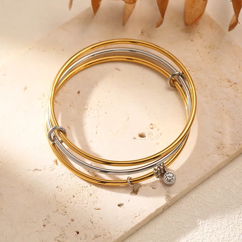 316L rustfrit stål flerlags armbånd med cubic zirkonia
