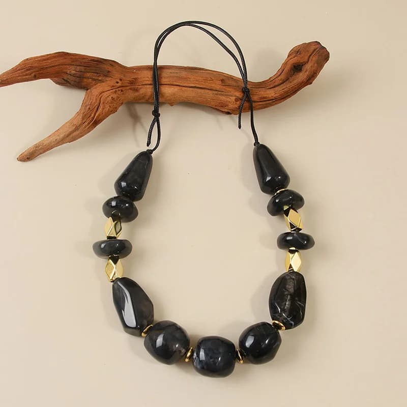 Sort resin bohemisk choker halskæde