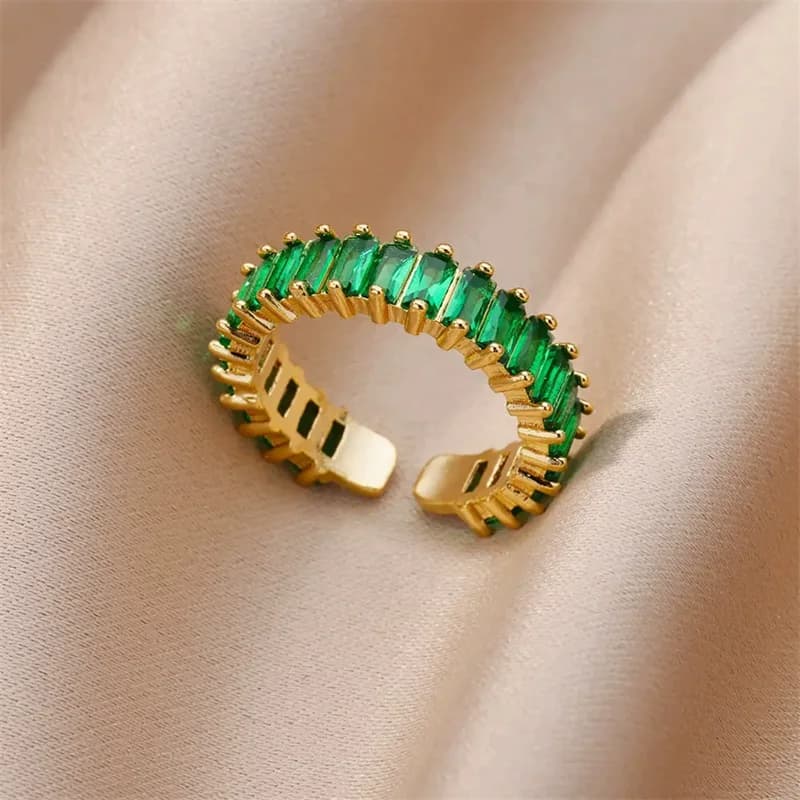 316L rustfrit stål justerbar ring med cubic zirkonia