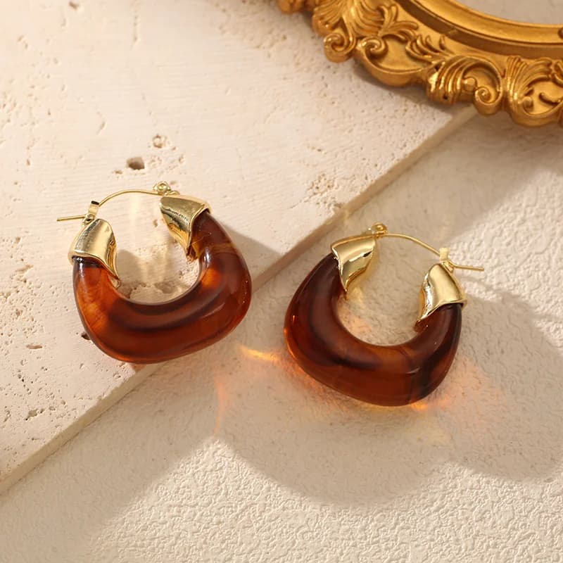 Vintage resin U-formede hoop øreringe