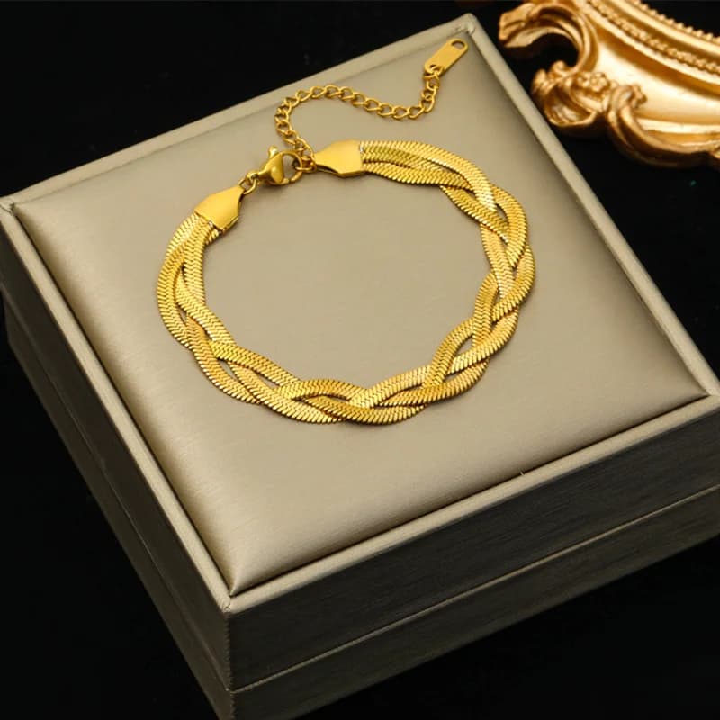 Stjerne og leopard charm armbånd, tyk kæde rustfrit stål