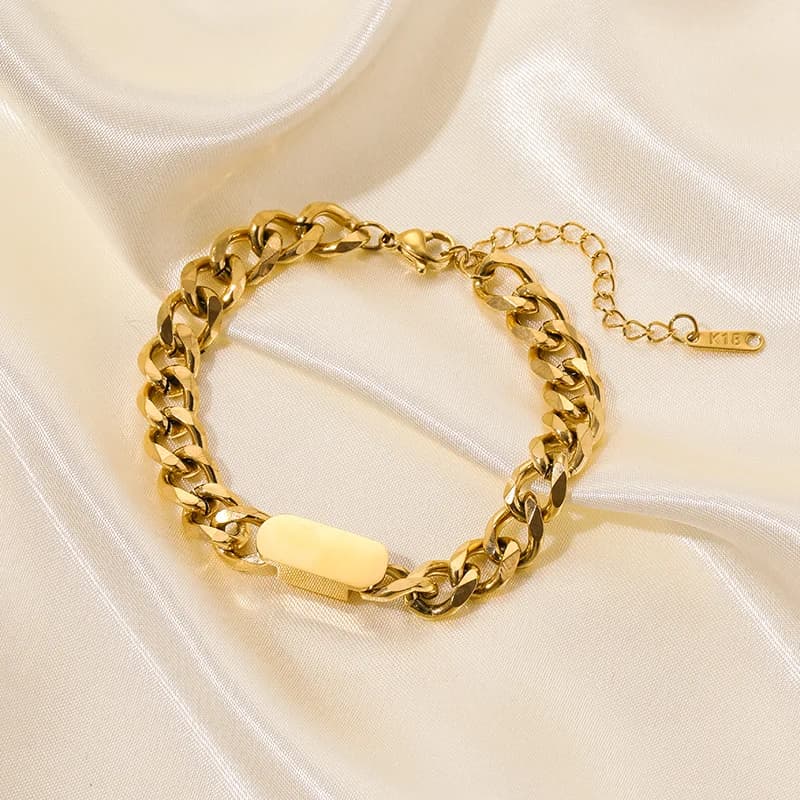 Enkel guldfarvet link-kæde armbånd