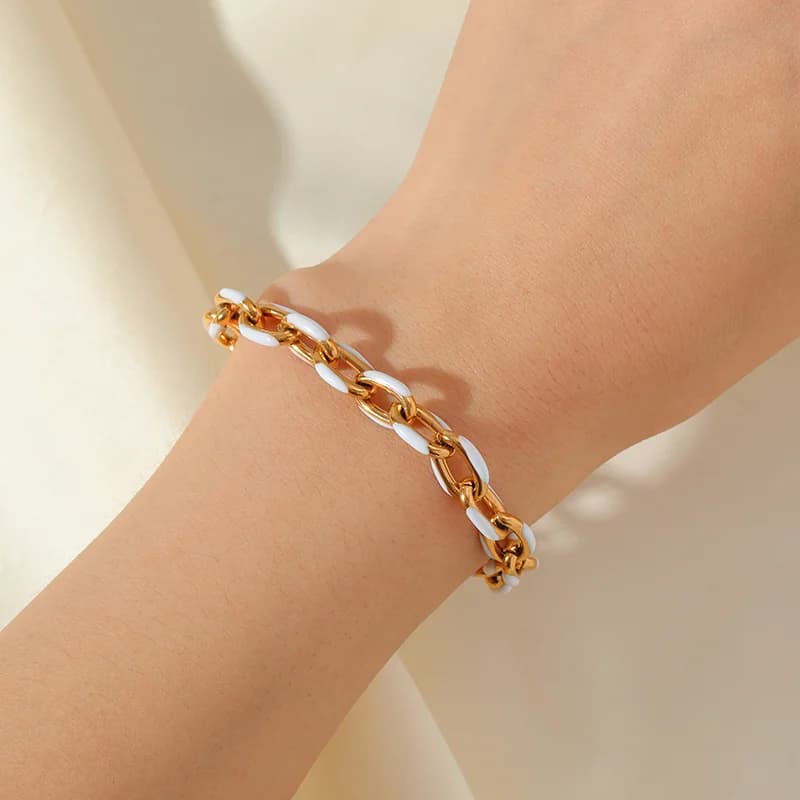 Hvid emalje armbånd til kvinder