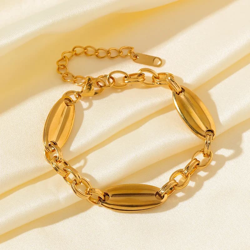 Ledkæde-armbånd og bangles i guld- og sølvfarve