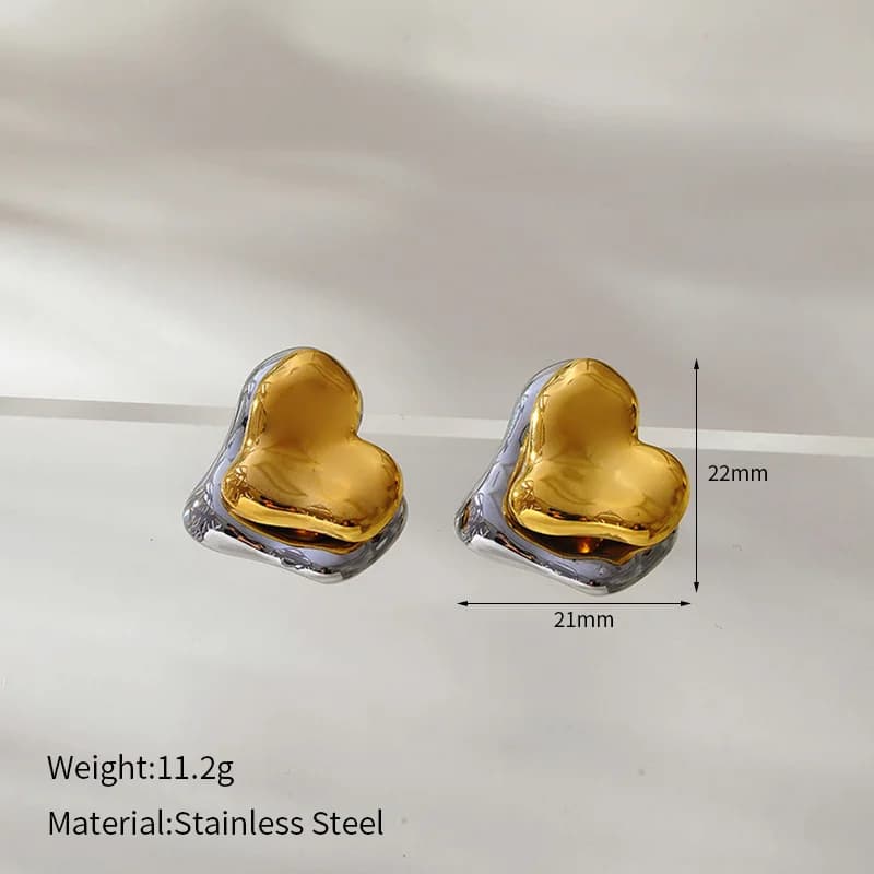 Geometriske C-formede øreringe med kvaster, 18K guld