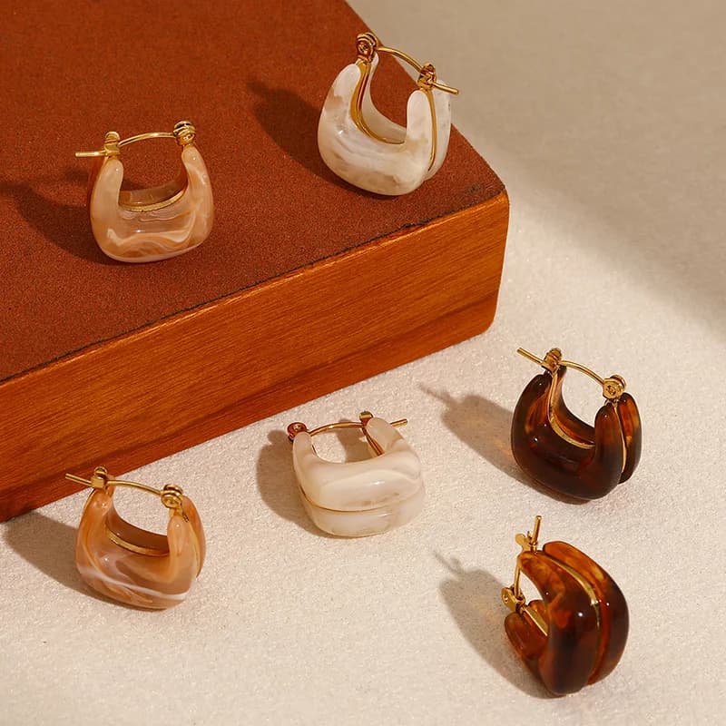Vintage resin U-formede hoop øreringe