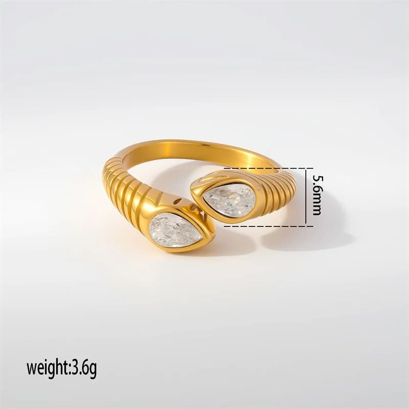 Justerbar ring med cubic zirkonia, hjerte og perler