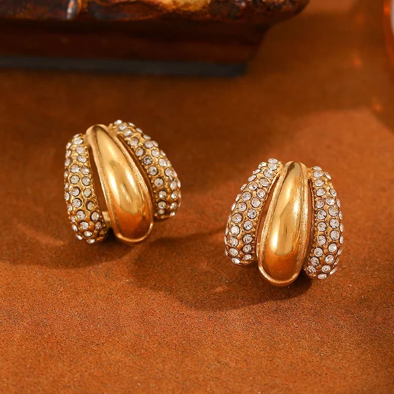 Geometriske C-formede zirkonia studs øreringe