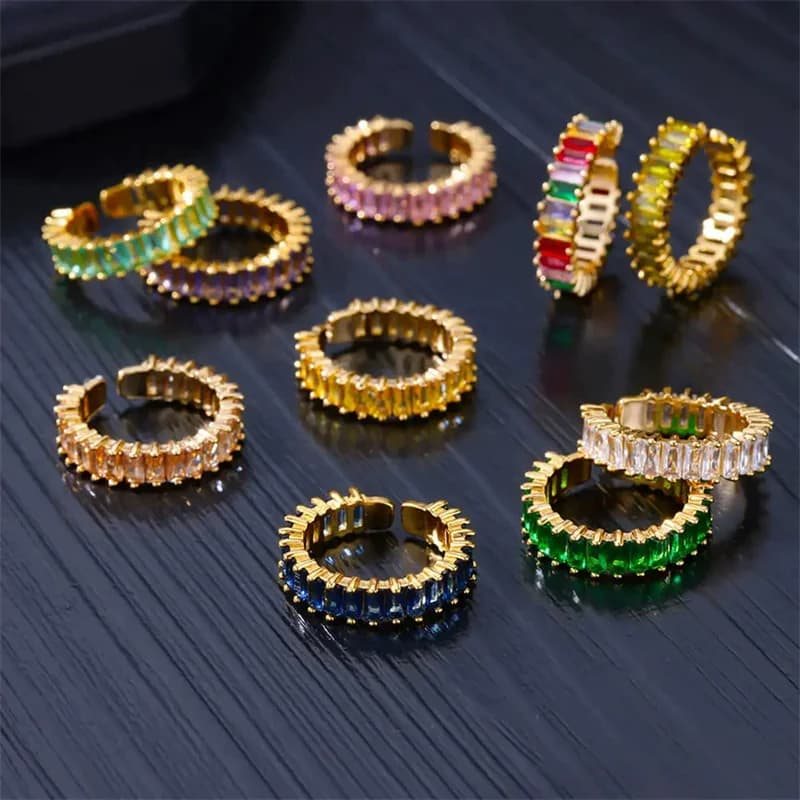 316L rustfrit stål justerbar ring med cubic zirkonia
