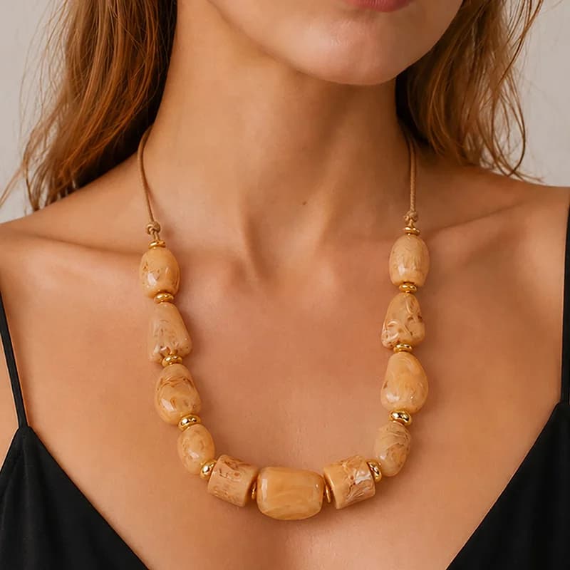 Oversized uregelmæssig harpiks choker halskæde