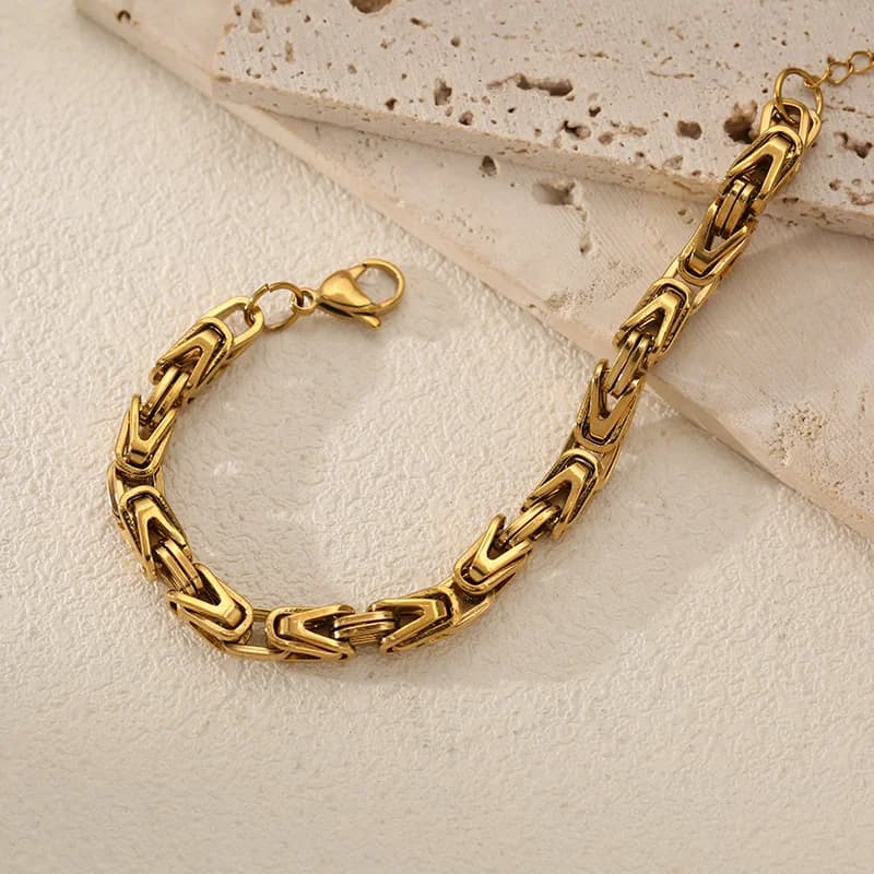 Tyk guld farvet rustfrit stål kæde armbånd