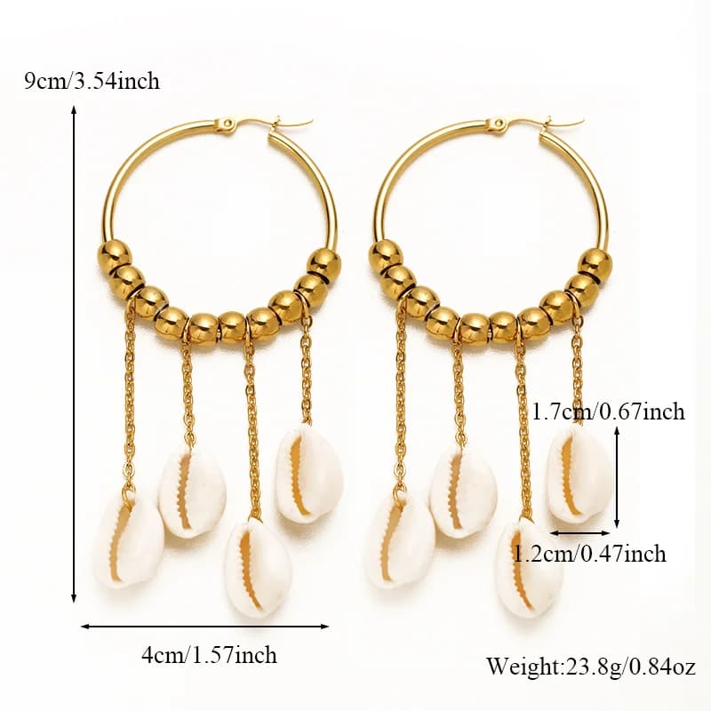 Skall-tassel øreringe med hoop-design