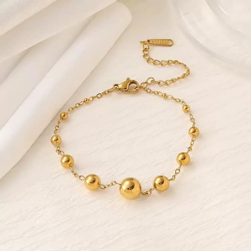 Guld perle kæde armbånd