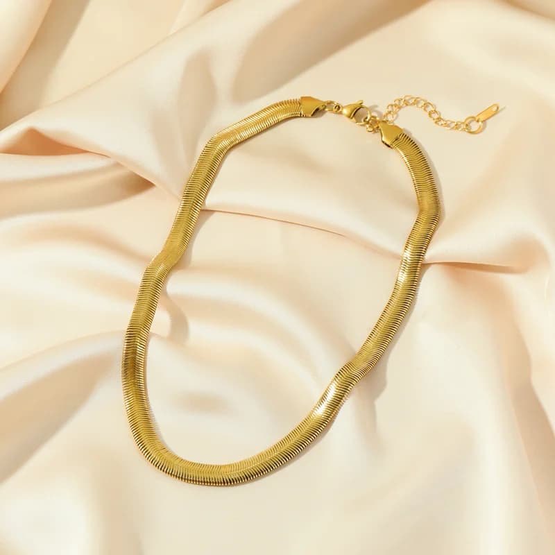 Sølvfarvet perlekæde choker halskæde