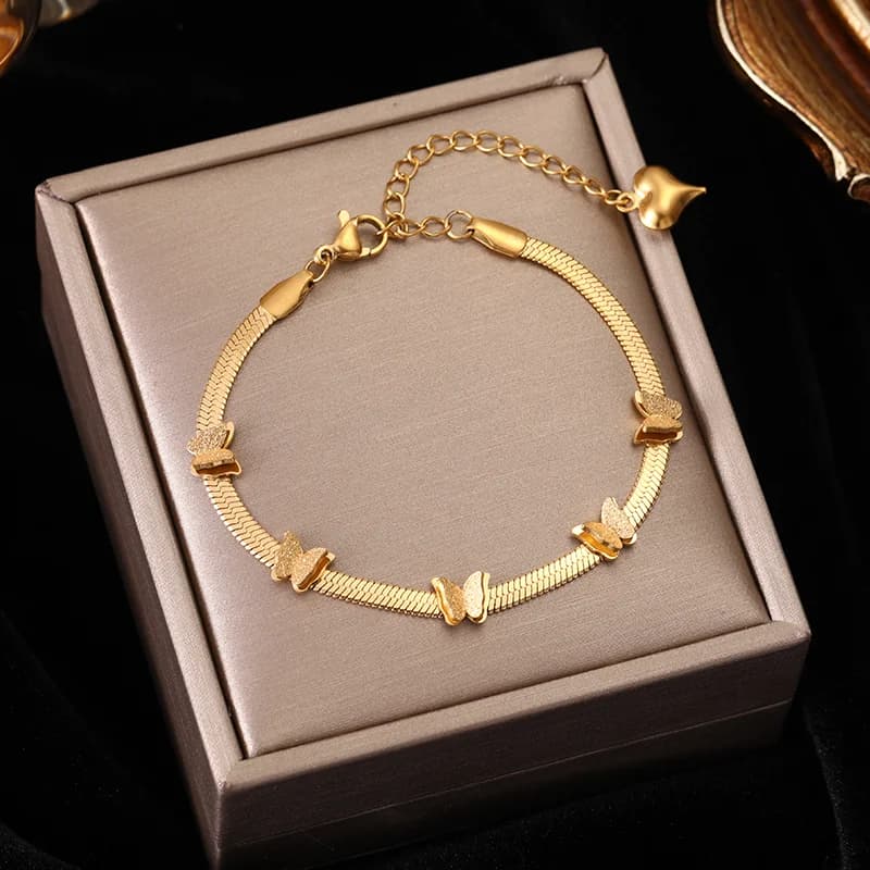 Romertal charms kæde armbånd, gylden farve