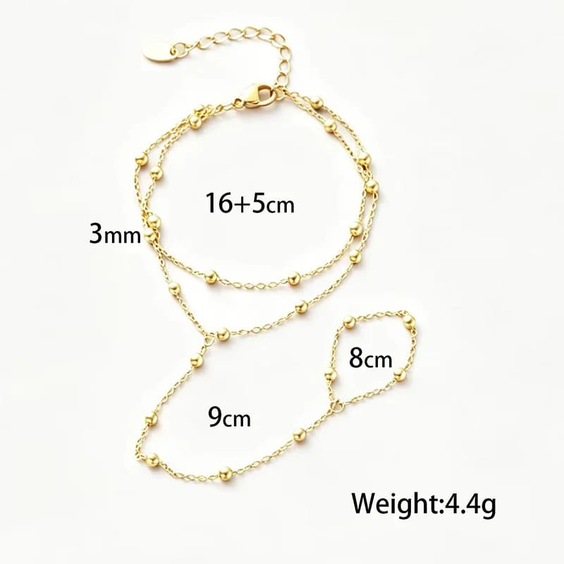 Tekstureret metalperlekæde armbånd