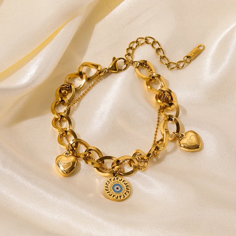 Armbånd med geometriske cirkelcharm i rustfrit stål