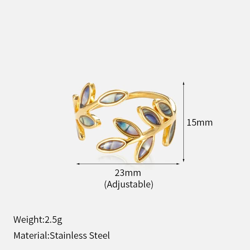 Justerbar åben ring med emalje blade