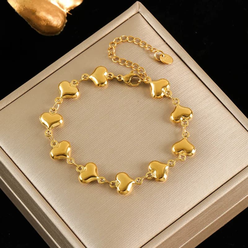 Armbånd med farverige stjerner og zirkoner, guld