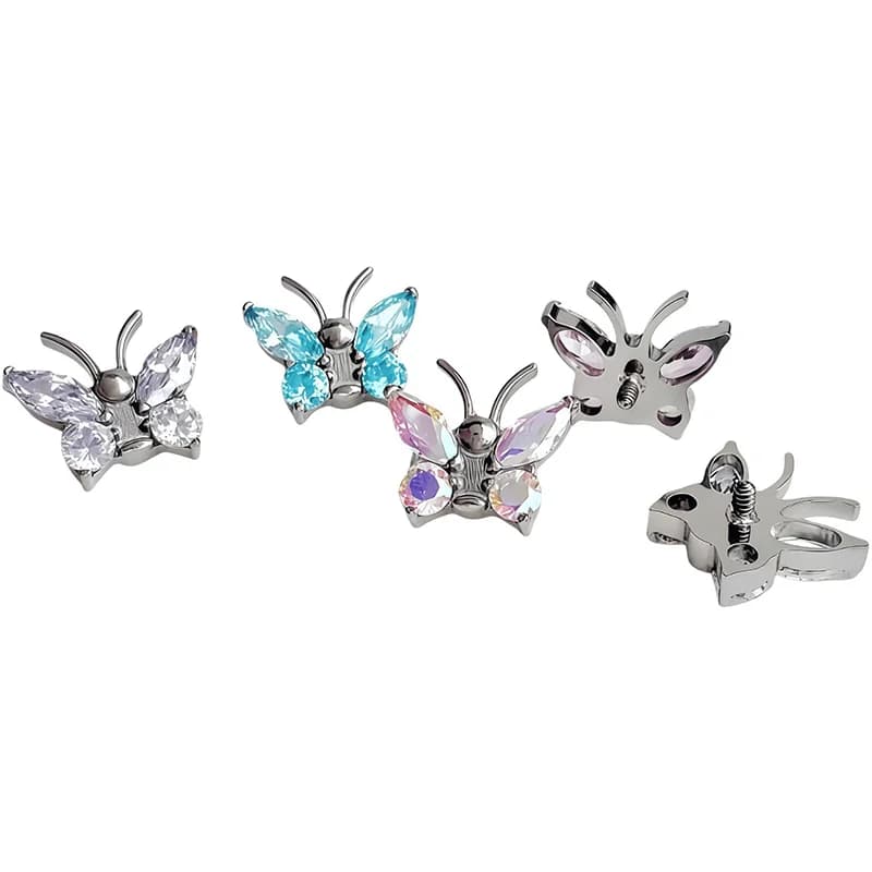 Titanium spiral sommerfugl zirkon body piercing