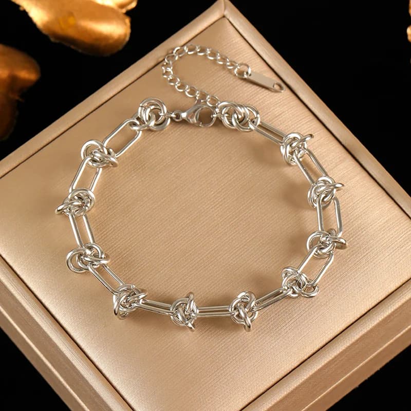 Ovaled kædearmbånd med toggle-lås, stål