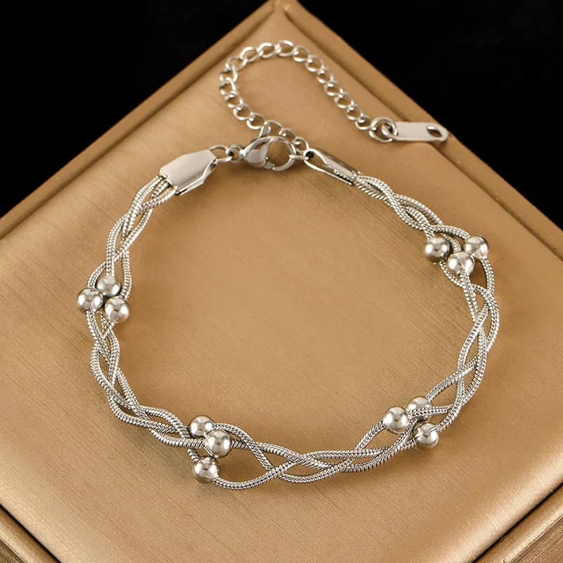 316L rustfrit stål sølvfarvet tykt kæde bangle
