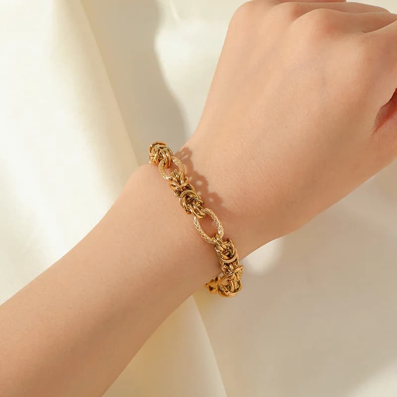 Vriddet rustfrit stål armbånd, forgylt