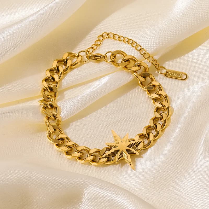 Enkel guldfarvet link-kæde armbånd