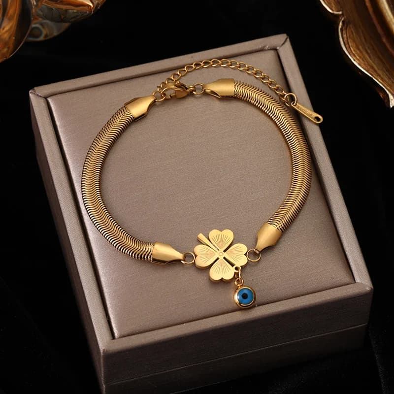 Romertal charms kæde armbånd, gylden farve