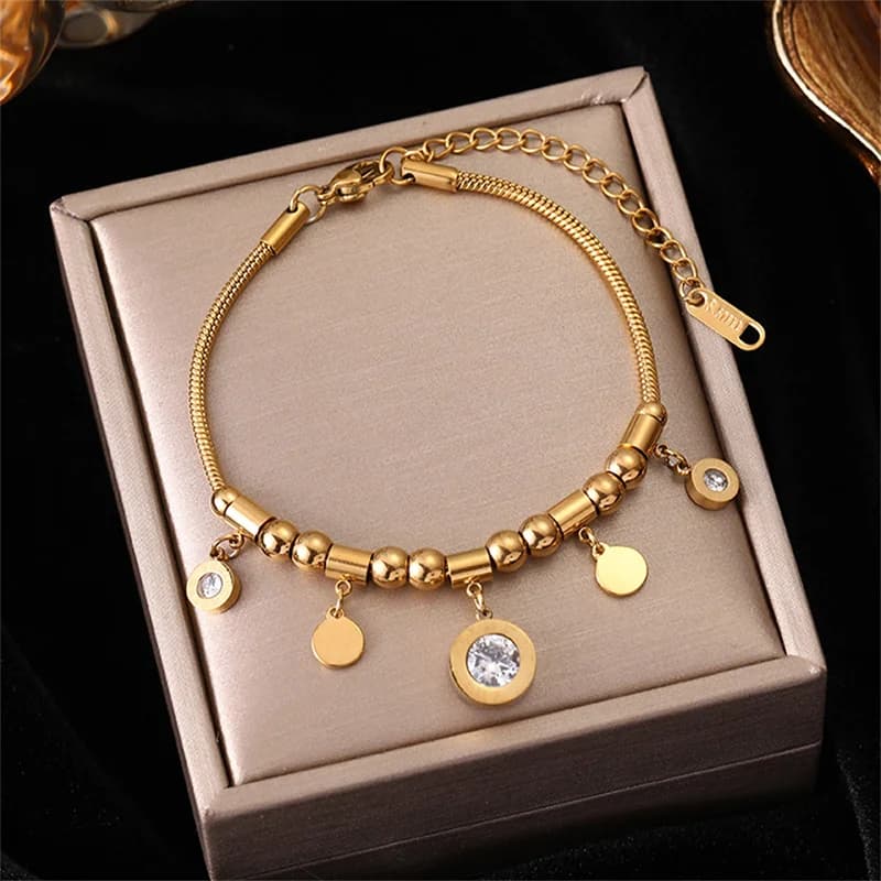 Armbånd med runde romertal charms