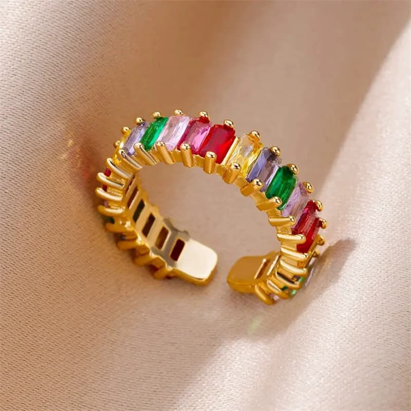 316L rustfrit stål justerbar ring med cubic zirkonia