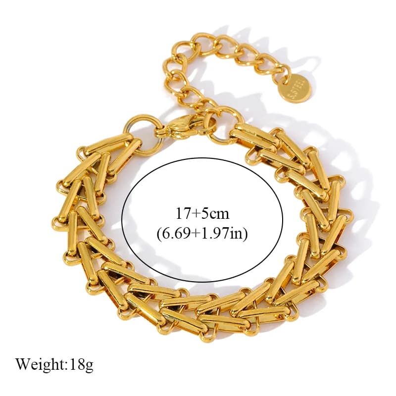 Geometrisk tyk kæde armbånd, guldbelagt