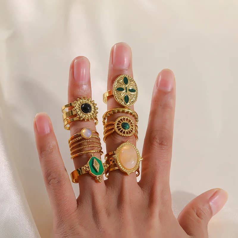 Kvinders justerbare retro ring i rustfrit stål