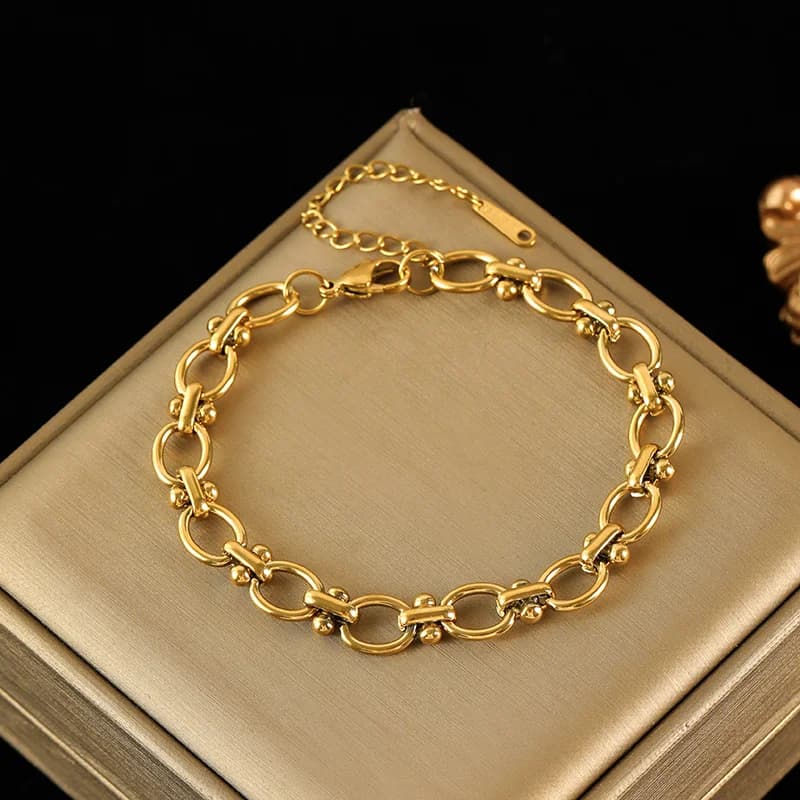 Ovaled kædearmbånd med toggle-lås, stål