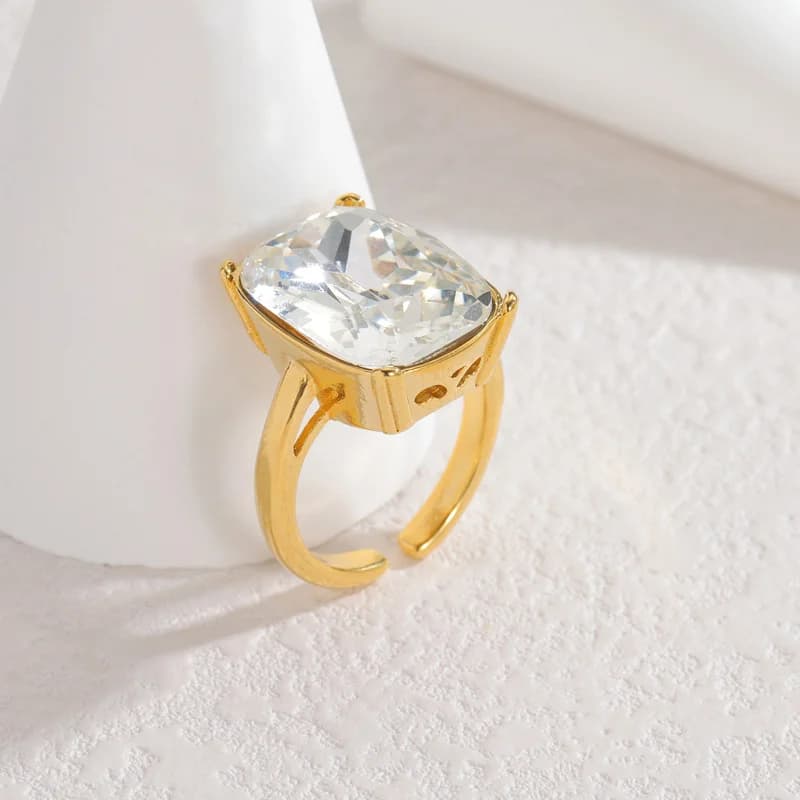 18K guld sommerfugl zirkon justerbar ring
