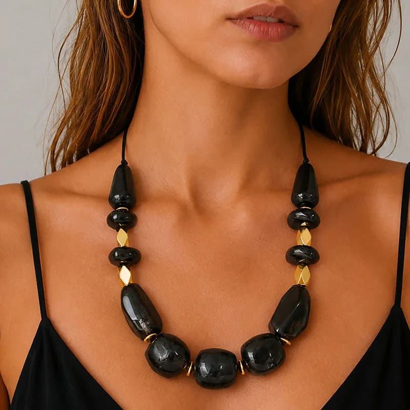 Oversized uregelmæssig harpiks choker halskæde