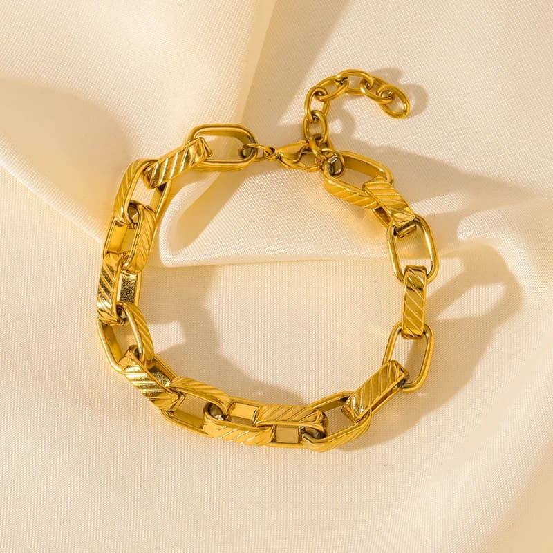 Multilags tyk kæde armbånd, guldfarvet rustfrit stål