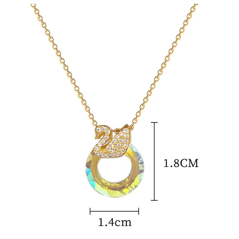 Cubic zirkonia svanevedhængskæde, gylden tone