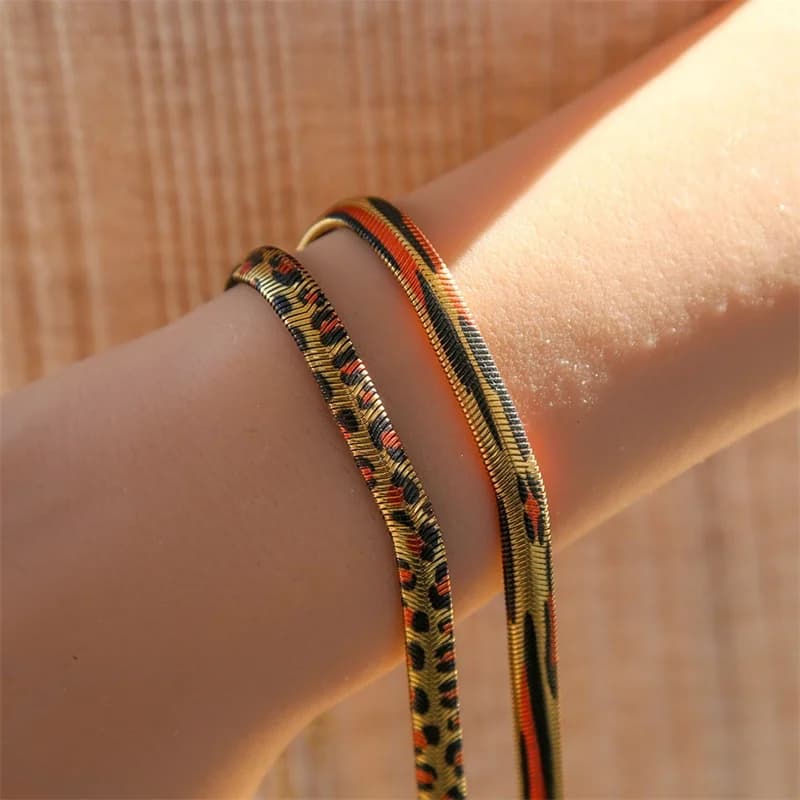 Slangeflat kæde halskæde og armbånd sæt