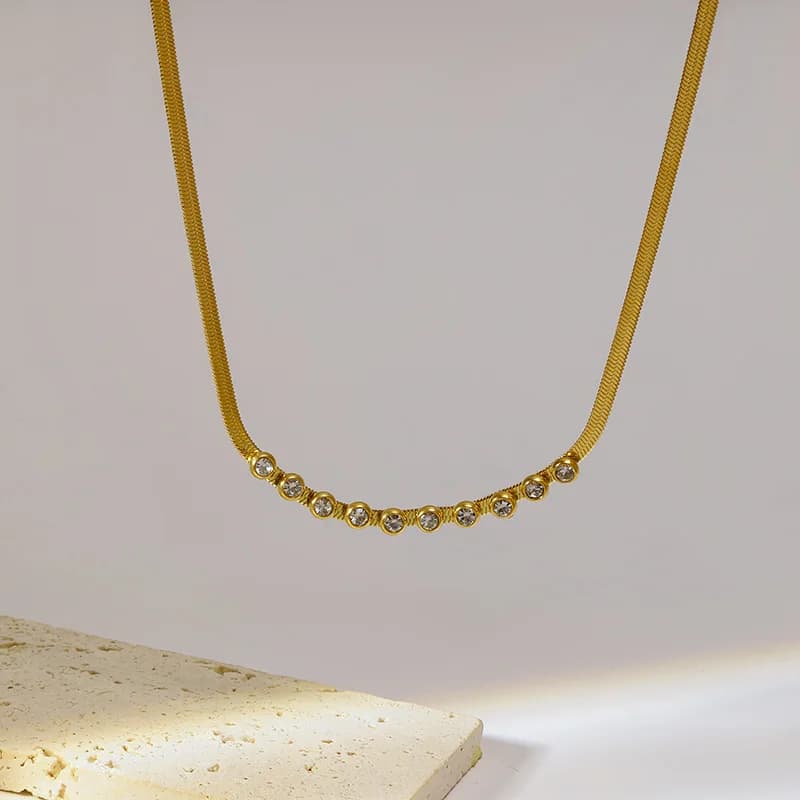 Gylden farvet zirkon kæde choker halskæde