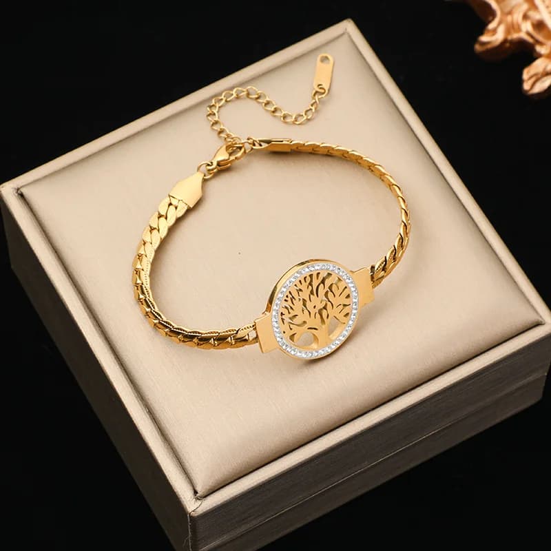 Stjerne og leopard charm armbånd, tyk kæde rustfrit stål